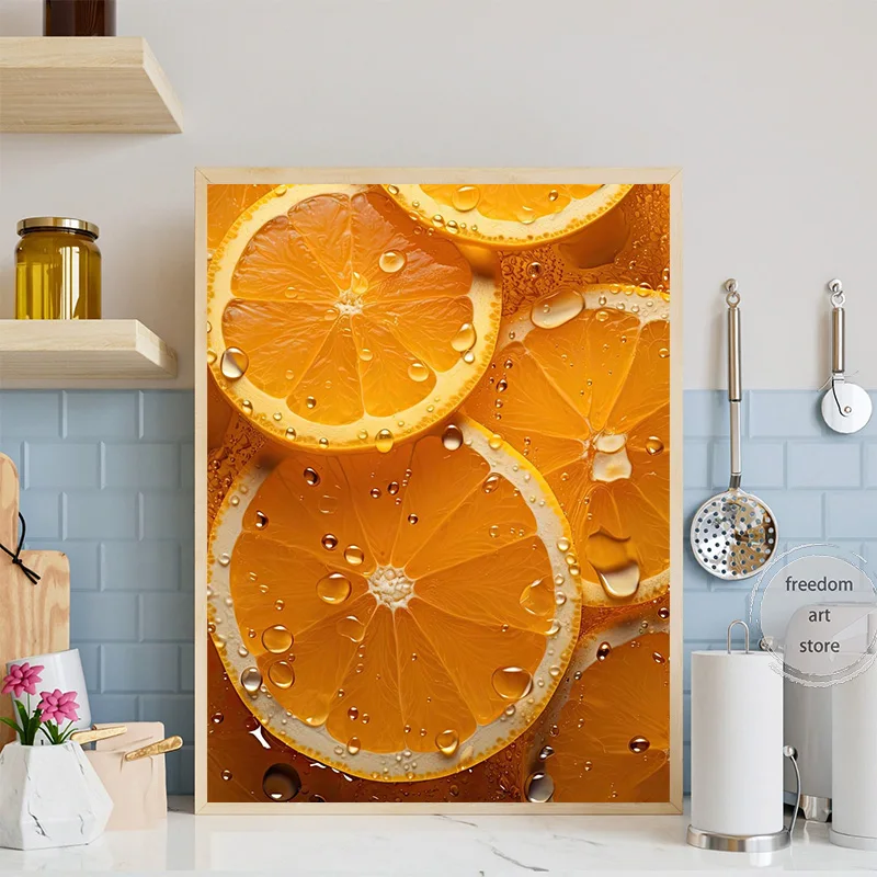 Food Fruit Series Orange Peppers Strawberry Apple Kiwi Art Poster Canvas Painting Wall Prints Picture for Kitchen Home Decor