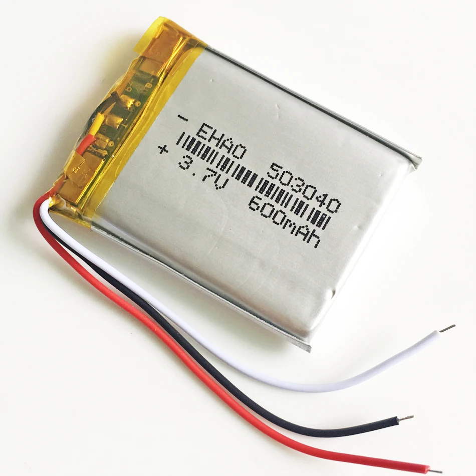 3.7V 600mAh Lipo akumulator z 3 przewodami litowo polimerowa 503040 dla MP3 GPS DVD głośnik Bluetooth rejestrator Ebook Camera