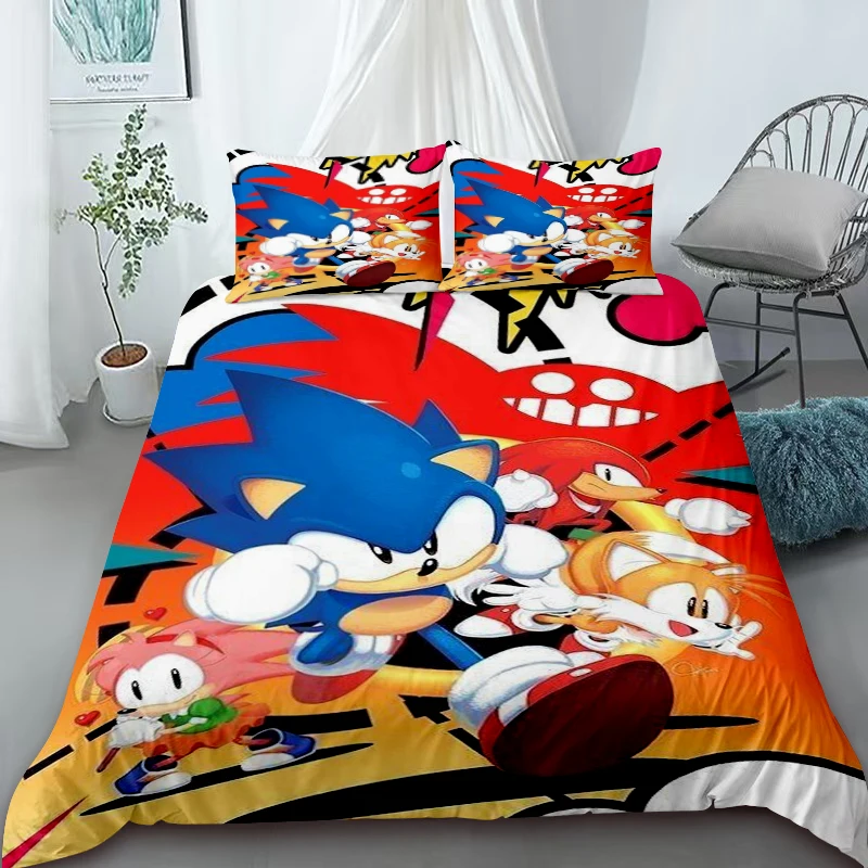 

Sonic Duvet Cover Set for Teens, Bedding Set, Machine Washable Duvet Cover for Bedroom Decor, Birthday Gifts for Kids and Teens