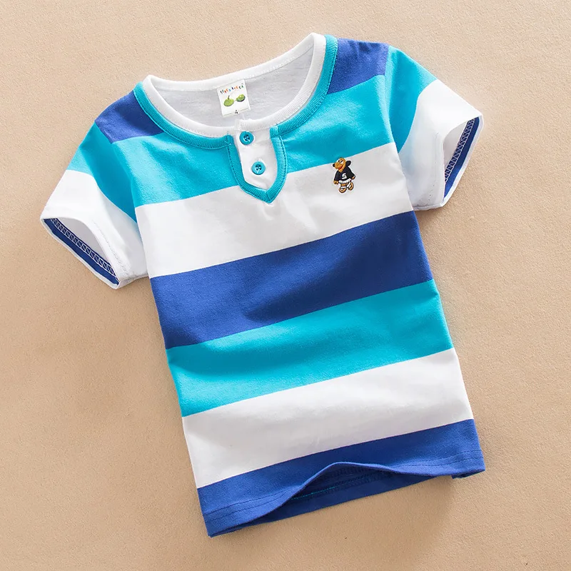 Free Shipping Kids Clothes Summer Comfortable Toddler Children Boys Short Sleeve Stripe T-Shirt 2-14Y Teen T-Shirt Kids Clothing