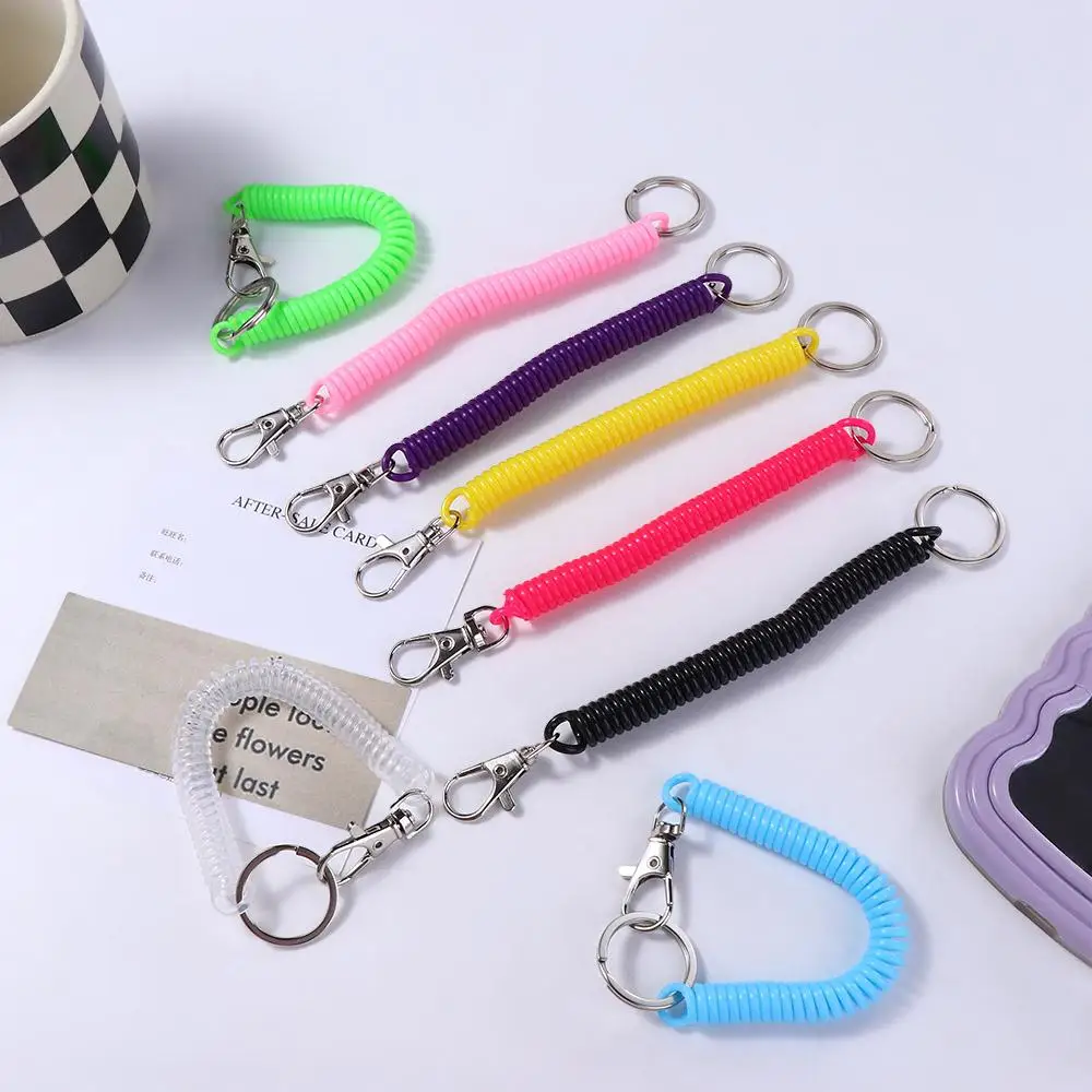 

Coil Springs Keychain Stretchy Spiral Spring Coil Retractable Coil Springs Keychain With Metal Clasp Key Chain Holder Lanyard