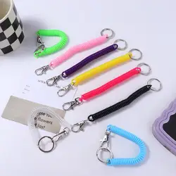 Coil Springs Keychain Stretchy Spiral Spring Coil Retractable Coil Springs Keychain With Metal Clasp Key Chain Holder Lanyard