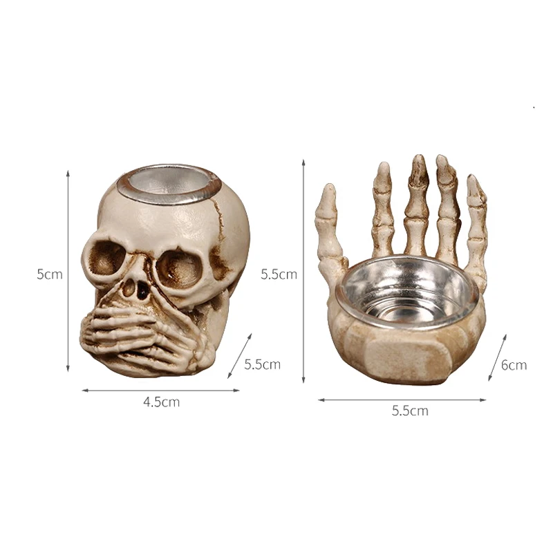 1/3Pcs Halloween Skeleton Hand Resin Ornaments Skeleton Hand Candlestick Desktop Porch Decoration Creative Ornaments Gifts