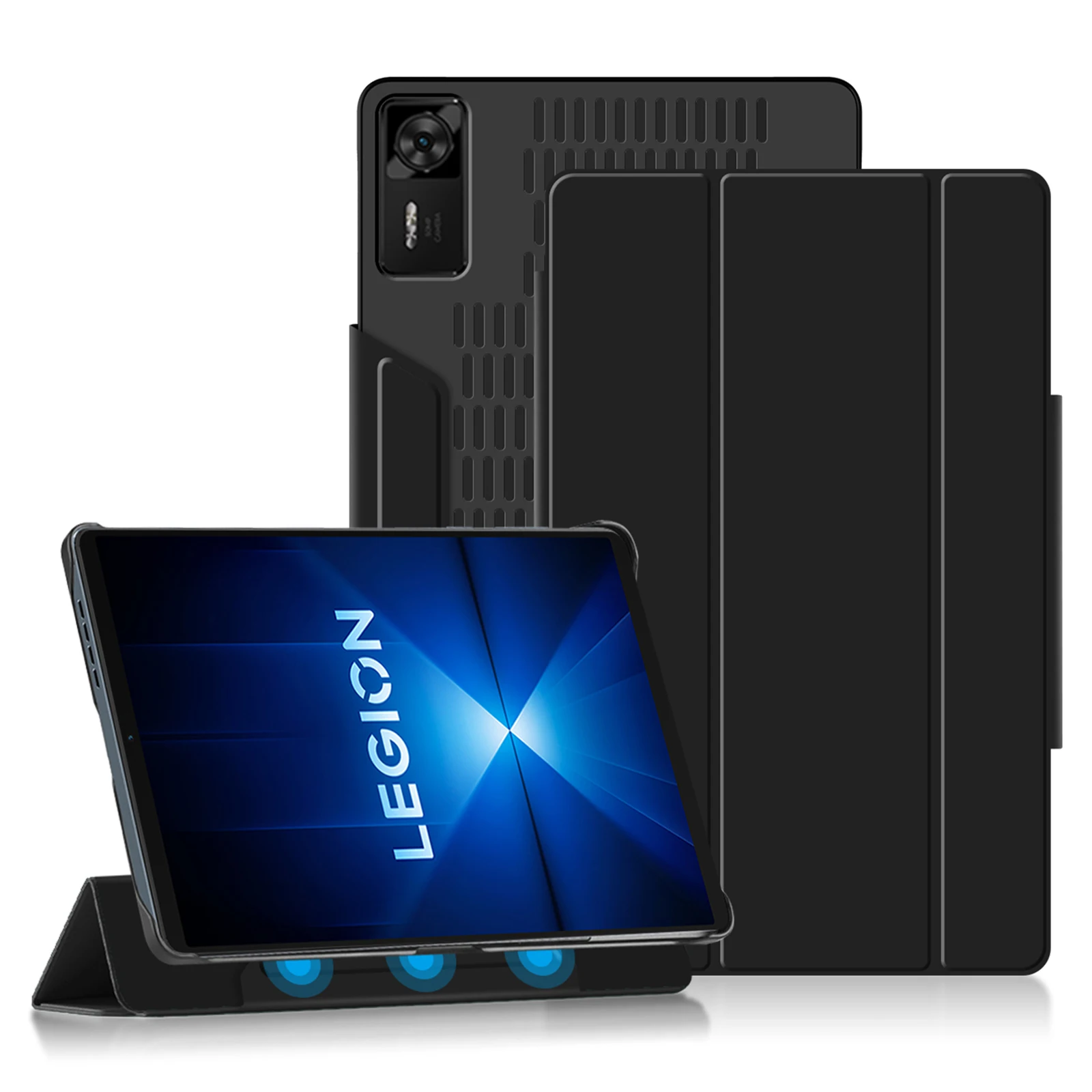 

Для Lenovo Legion Y700 (2025) Чехол-подставка из искусственной кожи Магнитный съемный чехол для планшета - черный