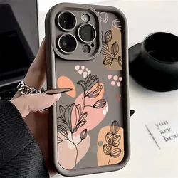 Abstract Plants Phone Case for IPhone 14 Pro Max 13 12 Mini 11 15 Pro Max X XR XS Max 7 8 Plus SE2 Matte Soft Silicon Back Cover