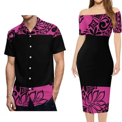 Summer Sexy Half Shoulder Tight Evening Dresses Women Lady Elegant Customize Polynesian Hawaii Tribal Midi Ladies Dress