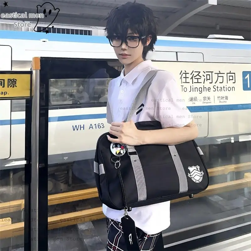 anime P5 Syujin Gakuen Messenger Bag High School Jk Uniform Shoulder Bag Cosplay Accessory Travel Black Handbag Accessory