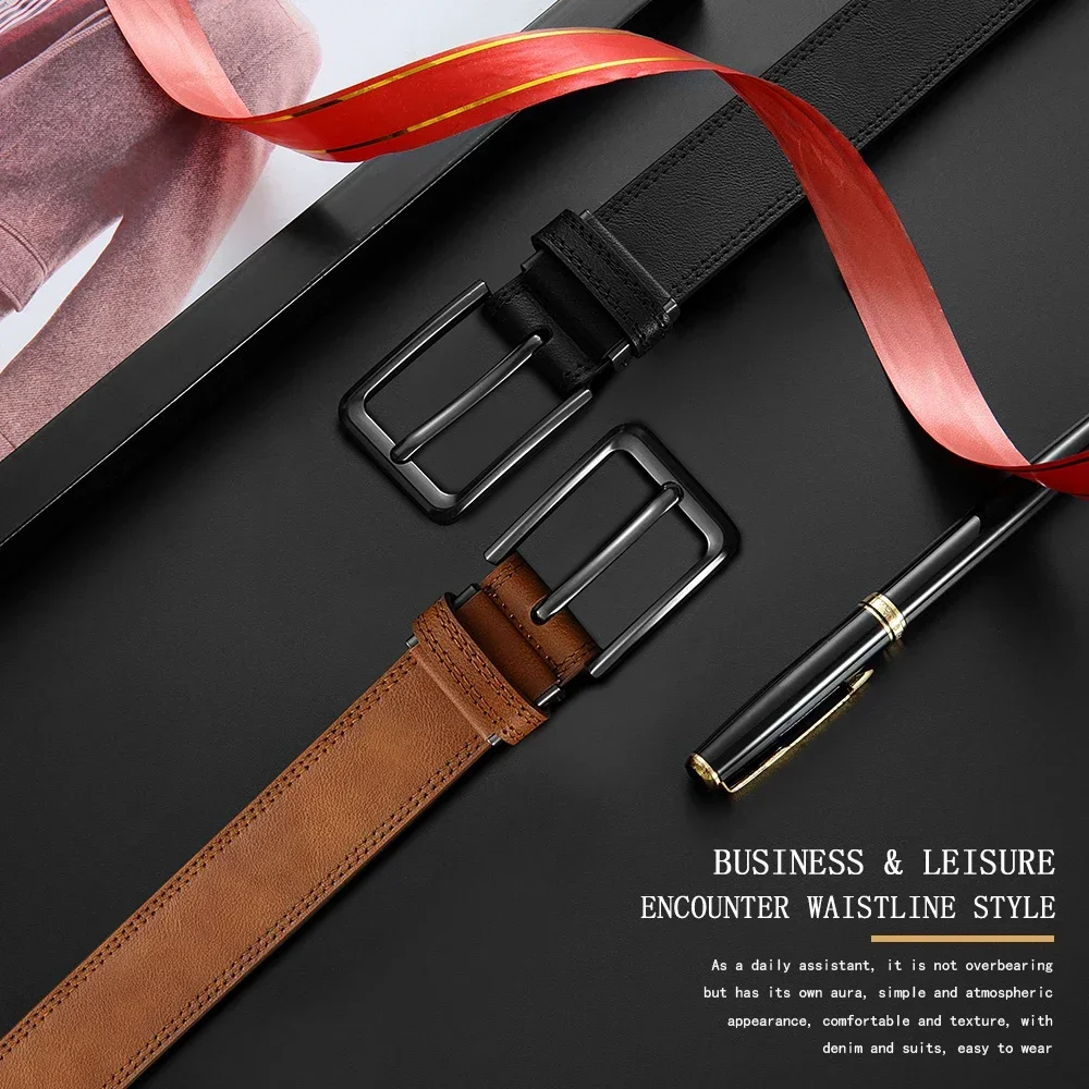 Männer Gürtel Hohe Qualität Echtes Leder LANGE Große Pin Schnalle Metall Automatische Schnalle Männlich Gürtel Strap Männlich – Detail 6