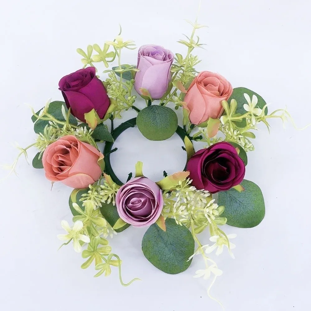 Simulation Eucalyptus Candlestick Wreath Artificial Plastic Wedding Candle Rings Colorful Party Table Decoration