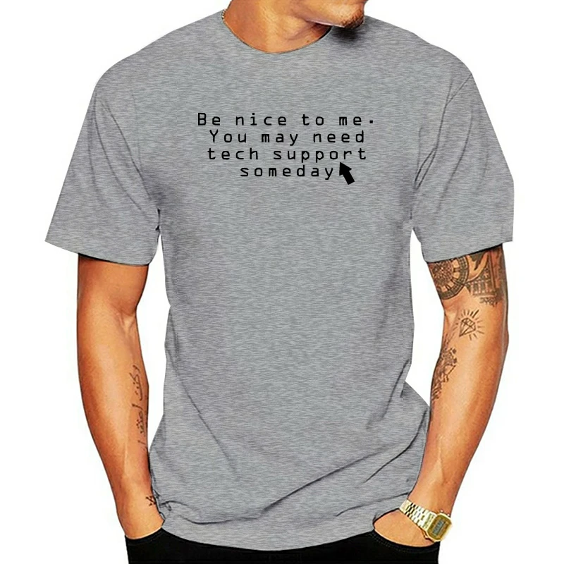 Be Nice You May Need Tech Support Computer Programmer It Christmas Summer Men Cotton Short Sleeve T-shirt Top