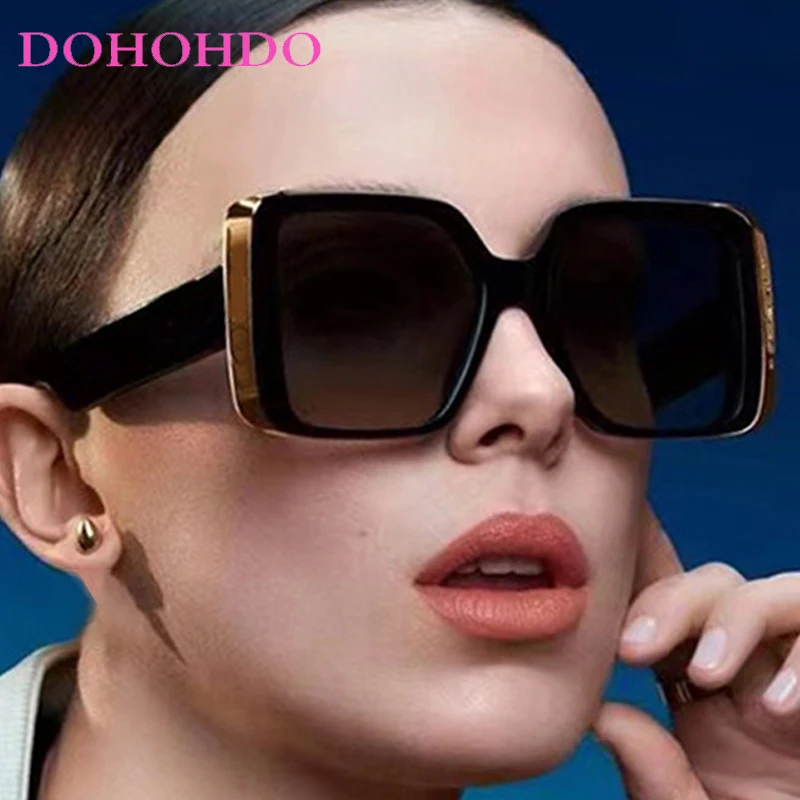 

Fashion Square Metal Edge Women Sunglasses Luxury Designer Big Frame Sunglass Men Outdoor Driving Shade Eyeglasses Female UV400