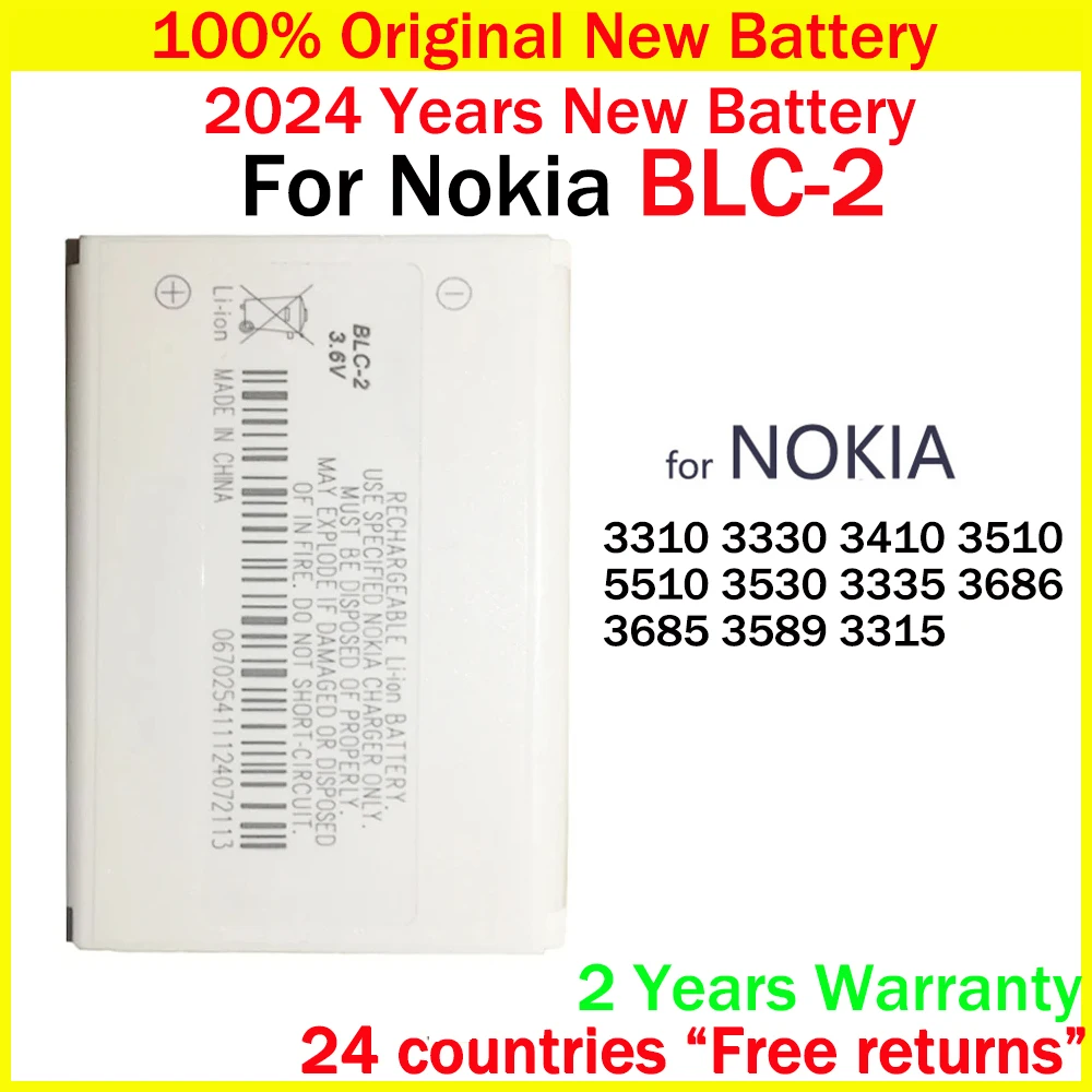 Original Battery BLC-2 BLC2 800mAh Battery For Nokia 3310 3330 3410 3315 3510 3530 3686 3685 3589 5510 Lithium Polymer Battery