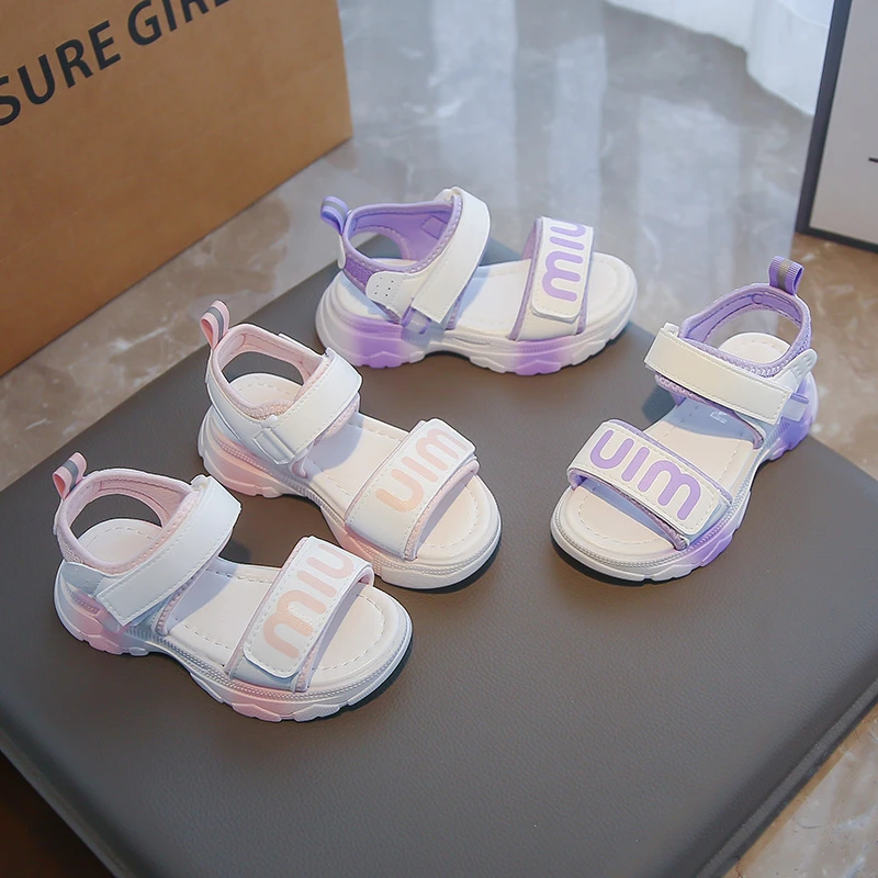 

Fashion Girls Sandals Girls Summer Shoes Open Toe Casual Leather Sandal for Kids 4-8 Years Girls Walking Sports Flat Shoes