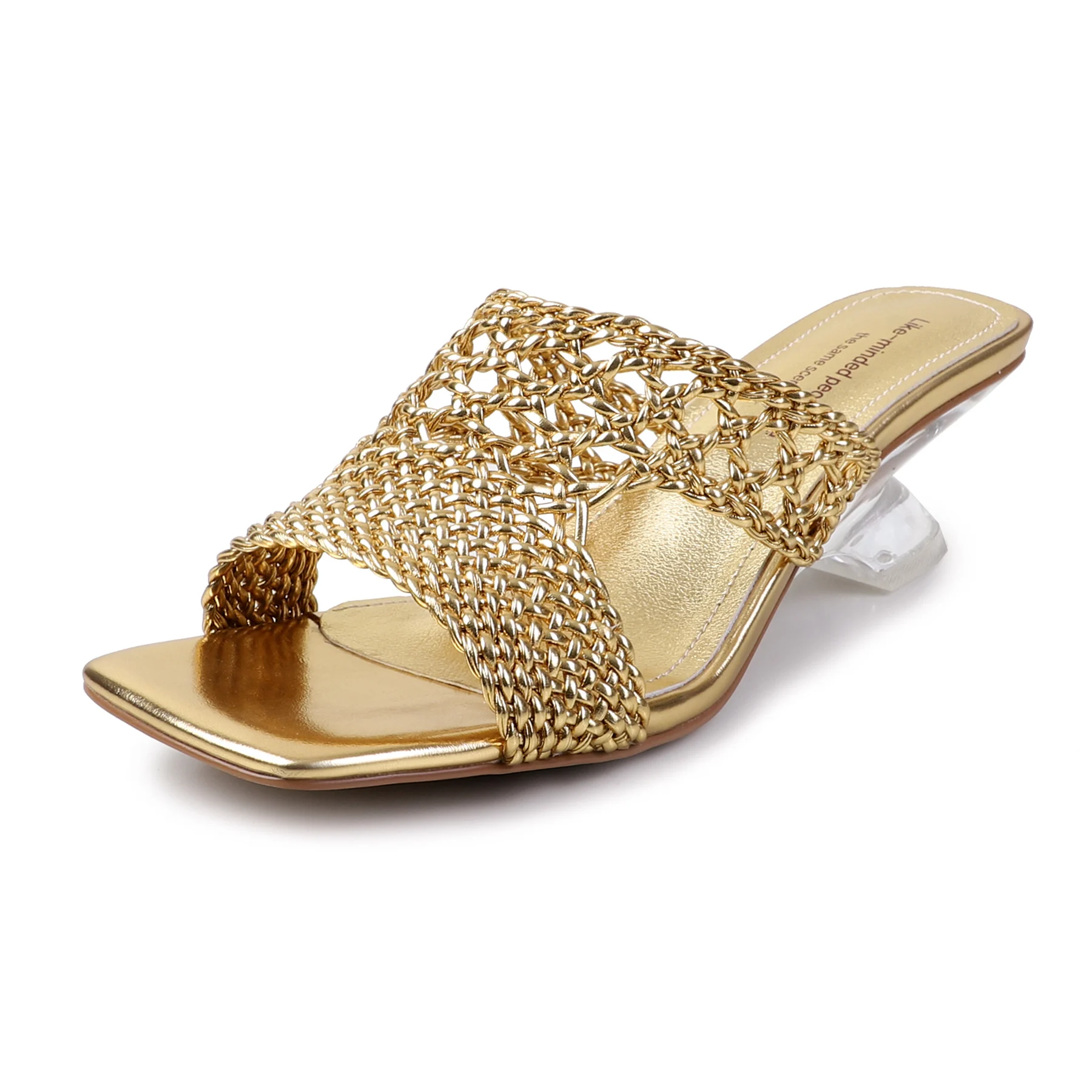 كرازينغ وعاء حزام منسوج Slingback البغال اللمحة تو ميد الكعوب أحذية الصيف أنيقة شيك النعال غير رسمية الحفلات النساء الصنادل الحديثة