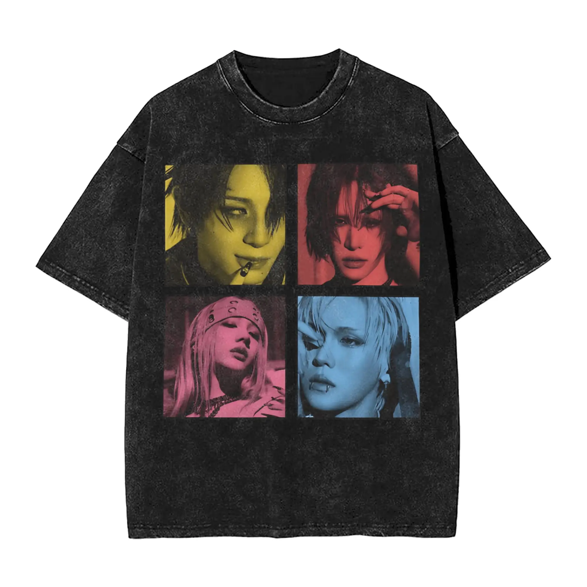  XLOV UXLXVE Members Outfit Washed T Shirt for Men Women Streetwear Hip Hop T-Shirts Summer  Tees Cotton