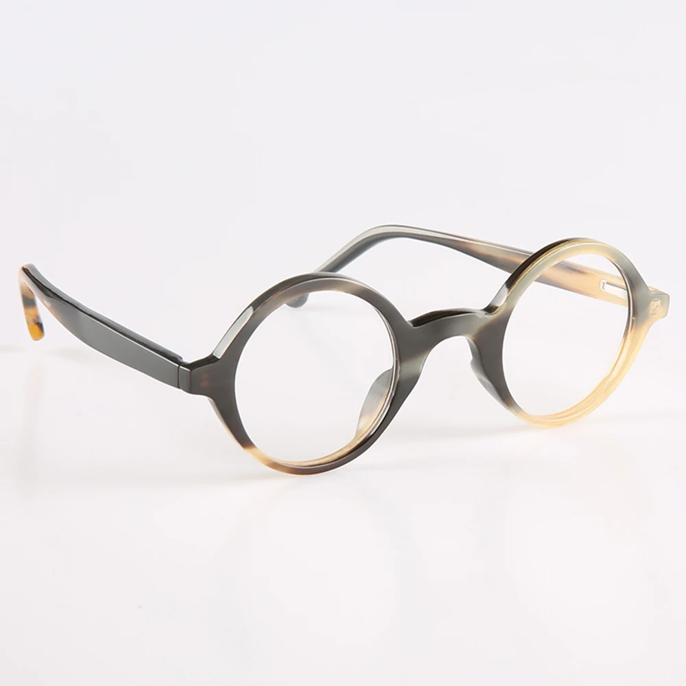 

Eyeglass Frames Unique Retro Round Vintage Myopia Reading Eyeglasses Handmade Black White Horn Prescription Man Glasses Frames