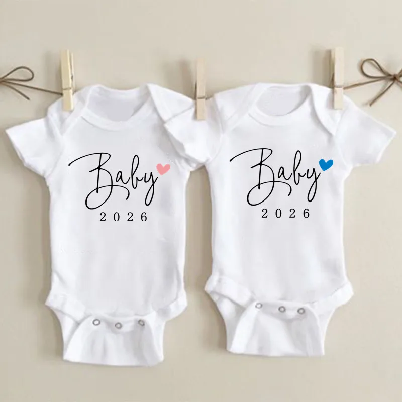 Boy or Girl Baby Coming Soon 2026 Announcement Newborn Baby Bodysuit Romper Boys Girls Outfits Body Pregnancy Reveal