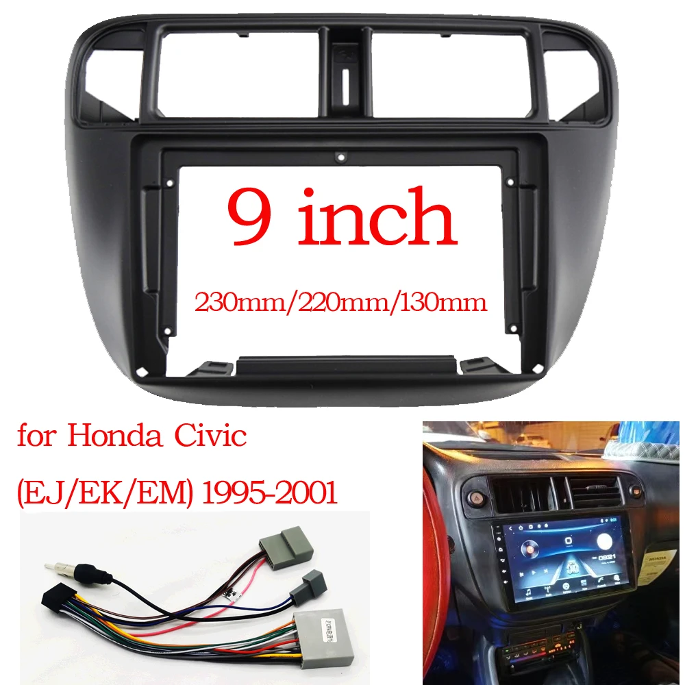 2 Din Frame 9 inch Car Radio Fascia For Honda Civic (EJ/EK/EM) 1995-2001 Video Panel Player Audio Dash Dashboard Mount Kit