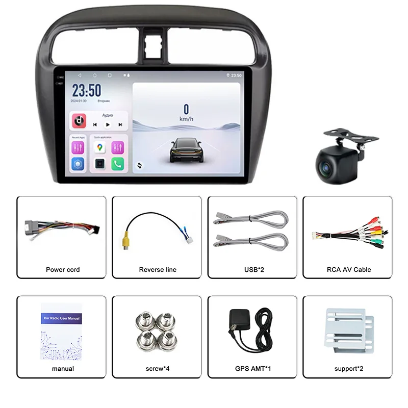 راديو سيارة 9 بوصة 4 + 64 جيجابايت لميتسوبيشي ميراج 2012 + CarPlay أندرويد شاشة لمس تلقائية للتحكم في عجلة القيادة خريطة جوجل #5