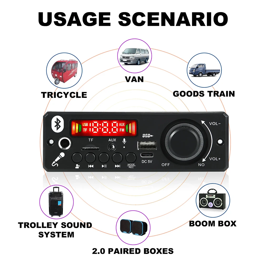 Immagine 4: KEBIDU Lettore MP3 Bluetooth, Scheda Decoder MP3 WMA DC 5V, Amplificatore 6W, Modulo Audio Stereo DIY, Kit Audio per Auto con USB, TF, Radio e Registratore