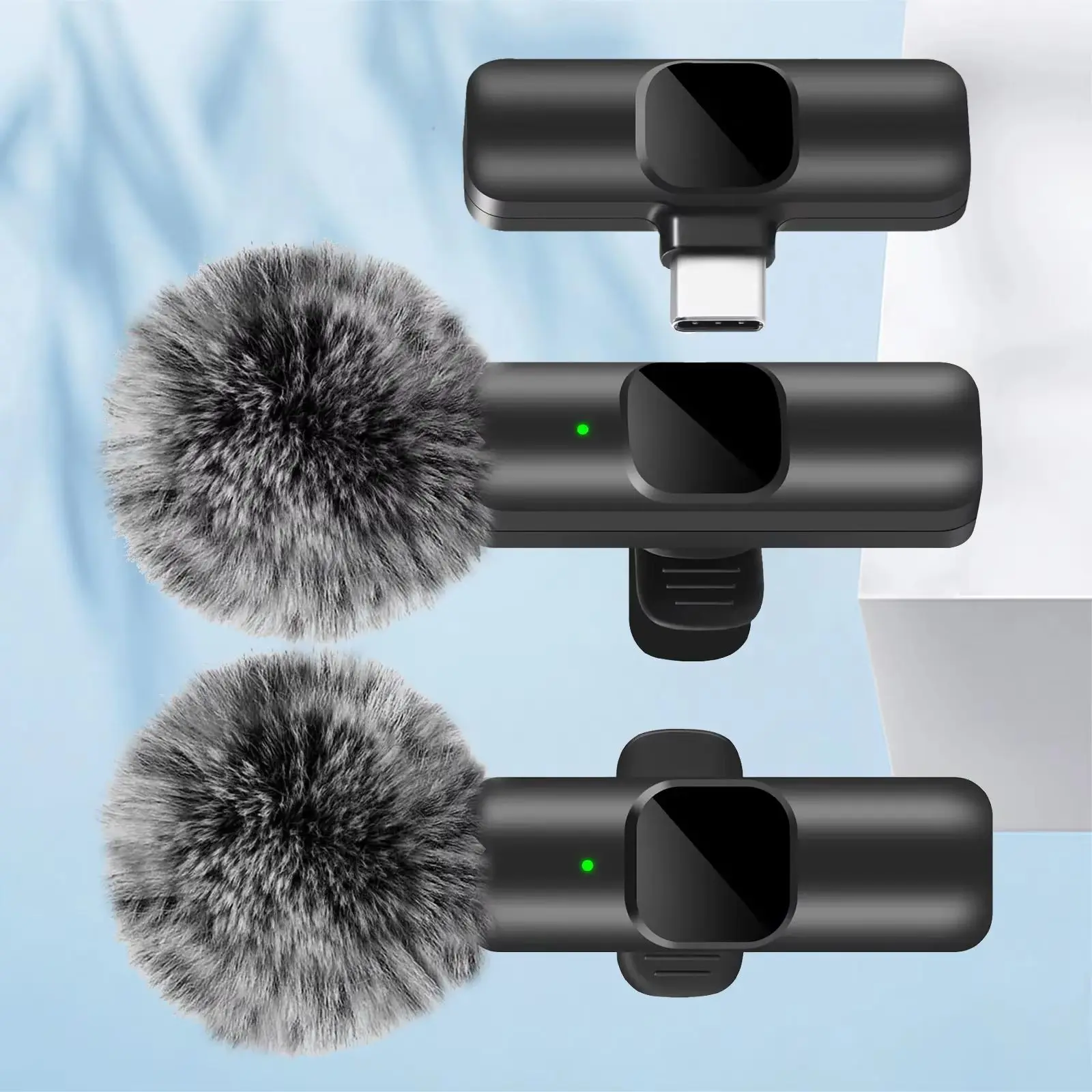 Basix 2.4G Wireless Lavalier Microphone Portable Audio Video Recording Mini Mic for iPhone Android Live Broadcast Gaming Phone