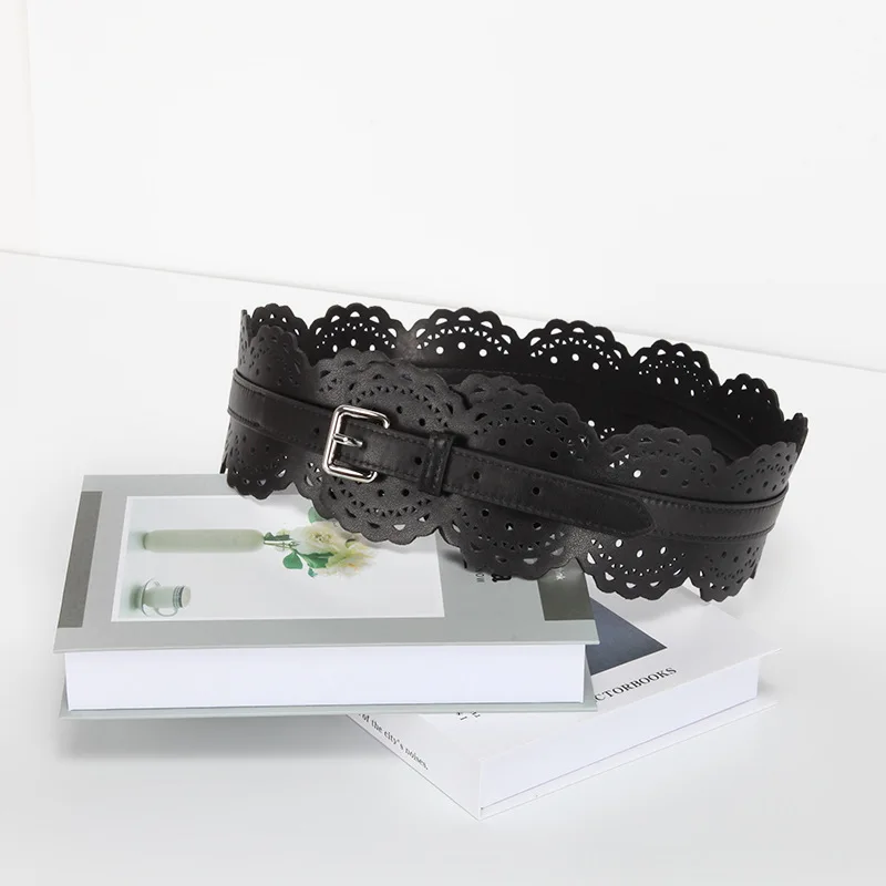 Women Belt Skeleton Leather Belt Female Decorative with Skirt Versatile Wide Black Luxury Belt Women’s Designer Belts for Women