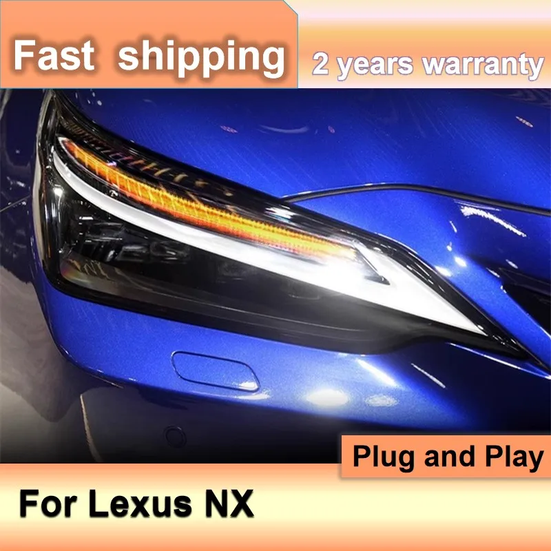 

Car Accessories for Lexus NX Head Light 2022-2023 NX Headlight NX260 NX350H DRL Turn Signal High Beam Angel Eye Projector Lens