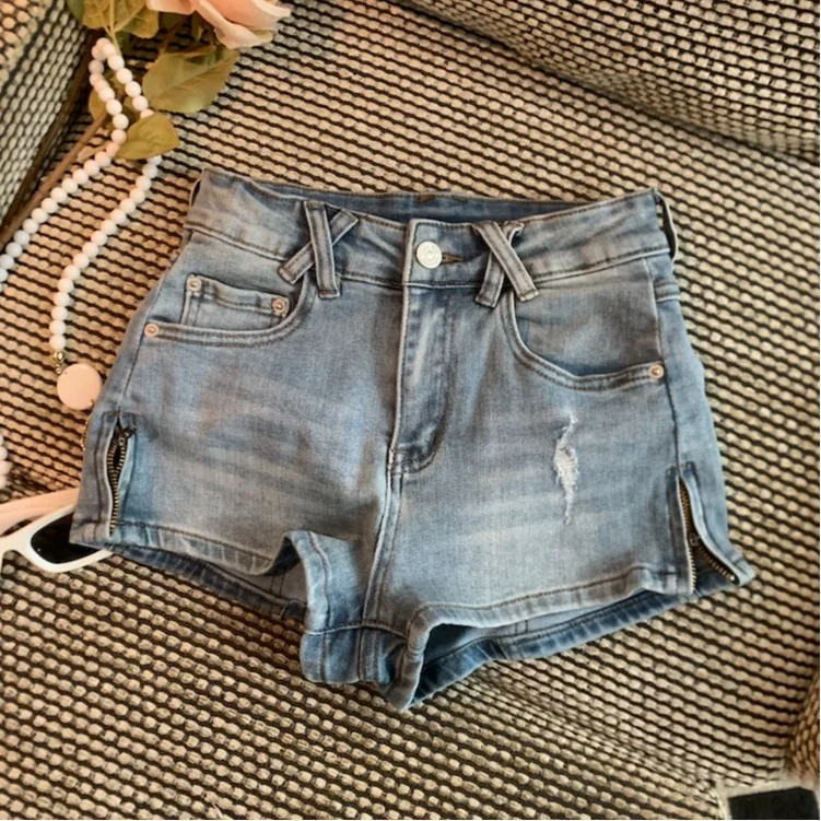 

Модные короткие шорты в американском стиле, женские весенне-летние джинсы прямого кроя с эффектом похудения, удобные мягкие джинсы с высокой талией