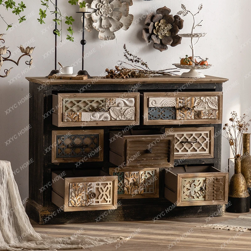 

AAVintage комод из цельного дерева, художественный вход в гостиную, креативный шкаф для хранения для гостевых домиков