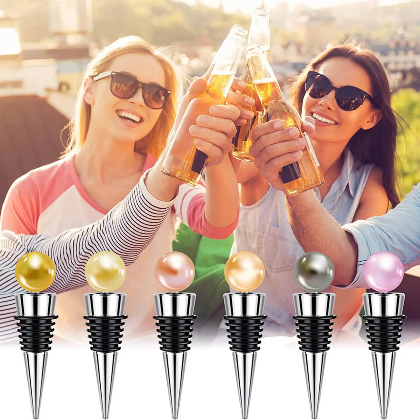 Premium-12 Pieces Metal Bottle Stopper Blank Zinc Alloy Wine Bottle Stopper Kit Reusable Wine Saver Corks Bottle Stopper Set