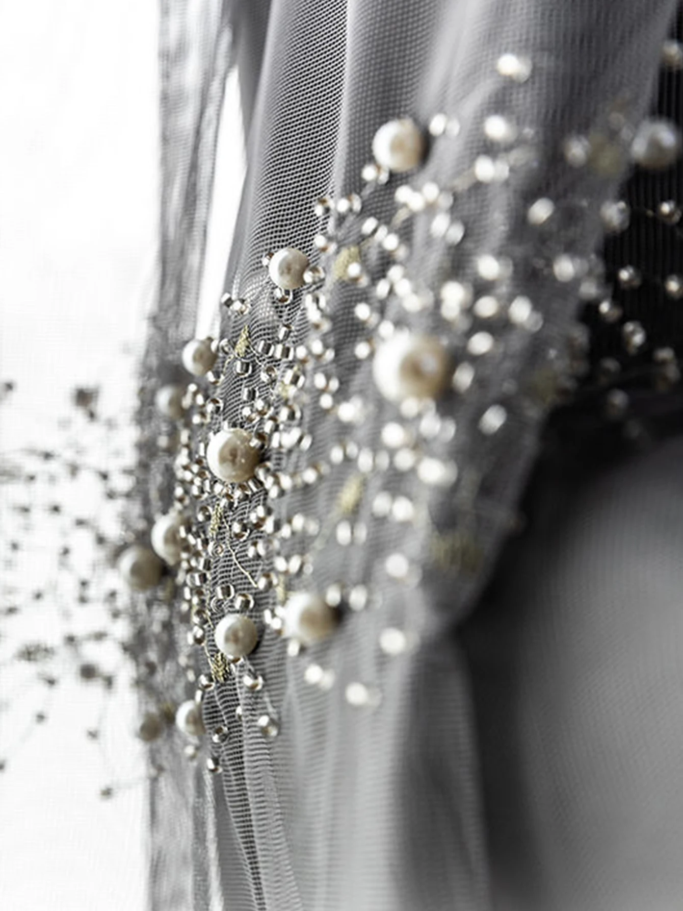 Faux Pearl Decor Sheer Panel Curtain, Polyester Light Filtering Privacy Sheer Curtain For Bedroom, Living Room, All Season