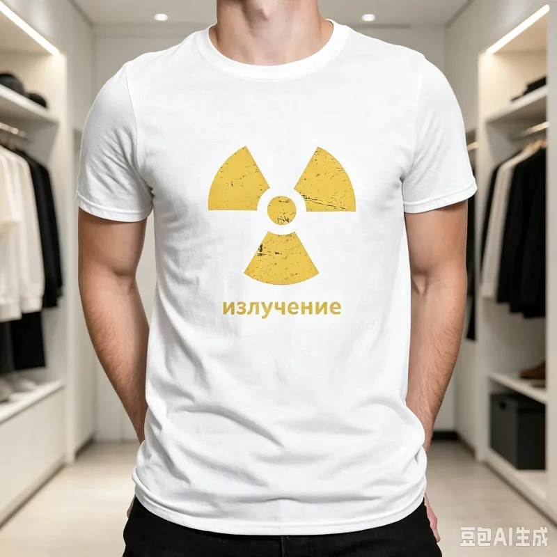 излучение Radiation Symbol Print Men T-Shirt 100% Cotton Vintage Warning Graphic Tee Casual Streetwear Weekend Hangout Top