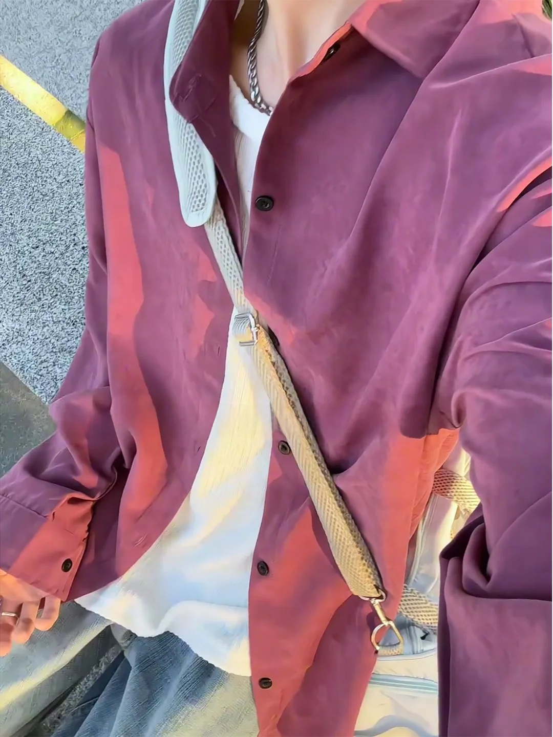 

Фиолетовая длинная куртка из персикового вельвета Cleanfit, свободного кроя, молодежный тренд для мужчин и женщин на раннюю осень