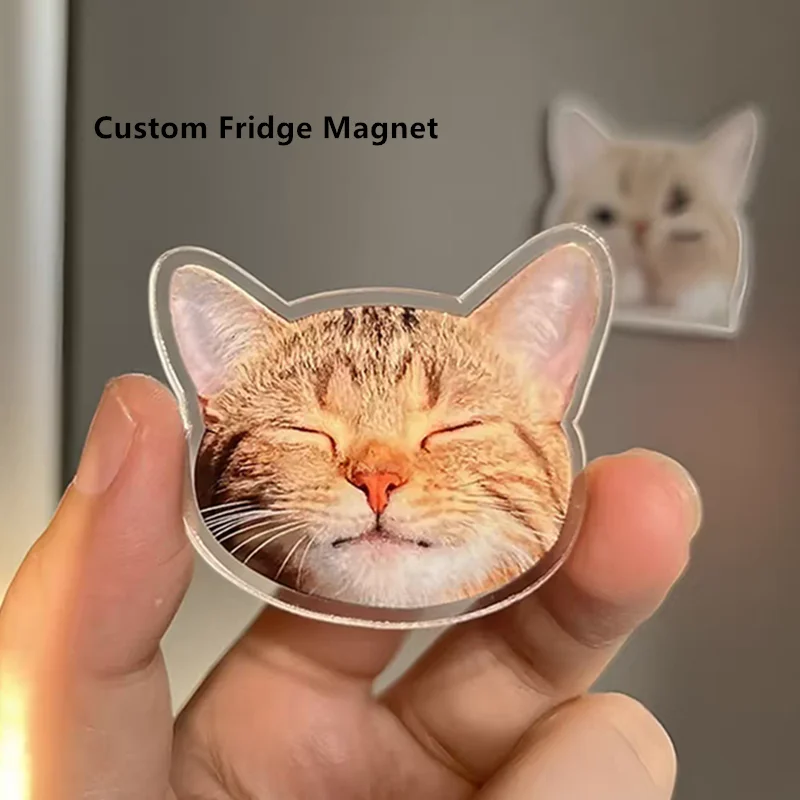 Custom Acrylic Refrigerator Magnet Sticker Customizable Pet Figures Landscape Photo Fridge Magnets For Tourism Souvenir Gifts