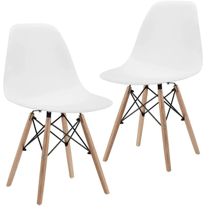 

Modern Mid-Century Dining Chair Shell Lounge Plastic Chair with Natural Wooden Legs for Kitchen, Dining, Bedroom