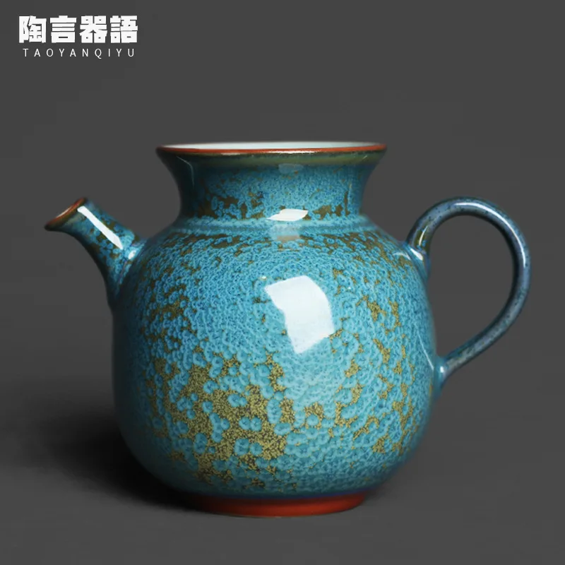 YuZhou Junyao Frosted Blue Jade Songshi Gongdaobei Original Mine Oil Drop Tenmoku Gold Spot Texture Handheld Tea Sea Froth Tea S