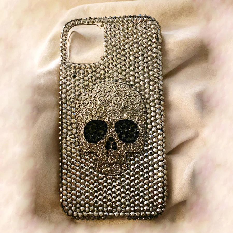 

Skull Phone Case for Xiaomi 13T / 13T Pro / Redmi K60 Ultra Glitter Diamond Cover Handmade Jewelled Funda