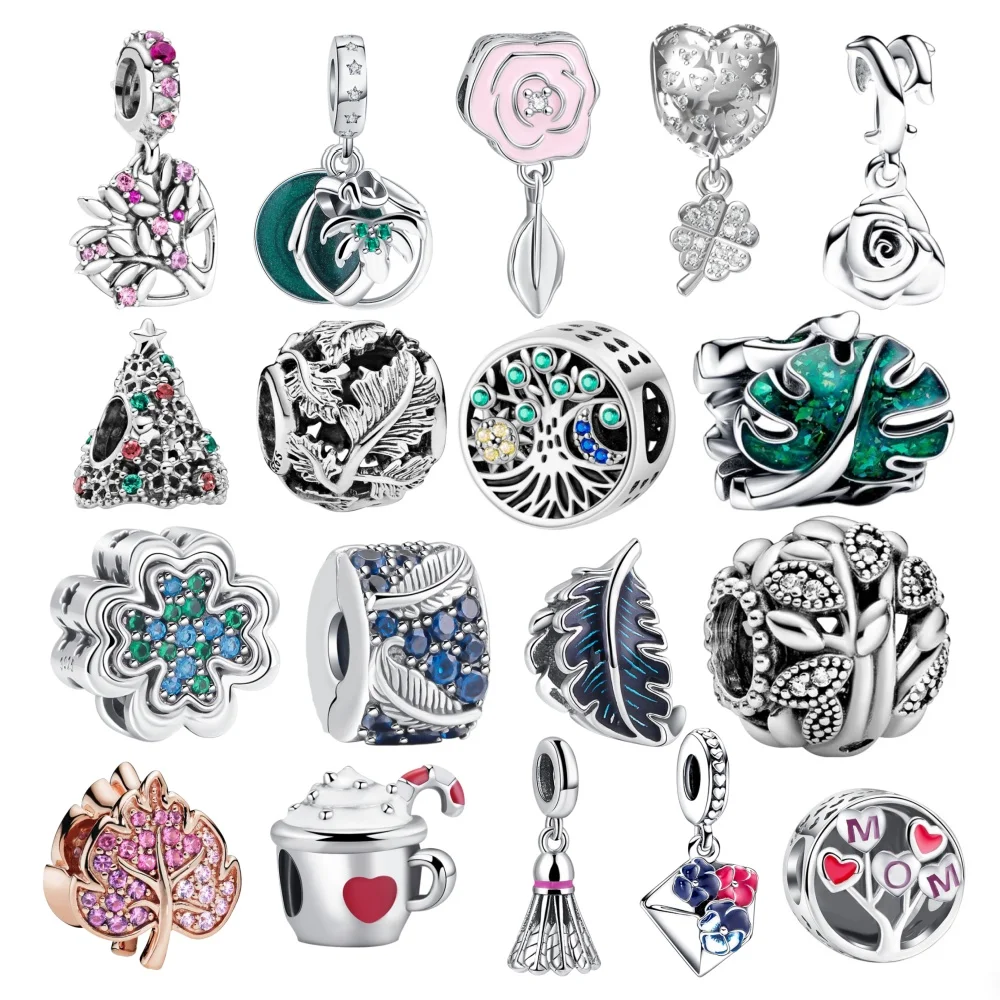 

Оригинальные подвески из стерлингового серебра 925 пробы: листья, сердечки, циркониевые шармы, бусины для самостоятельного изготовления, подходят для браслетов, женские украшения, подарки.