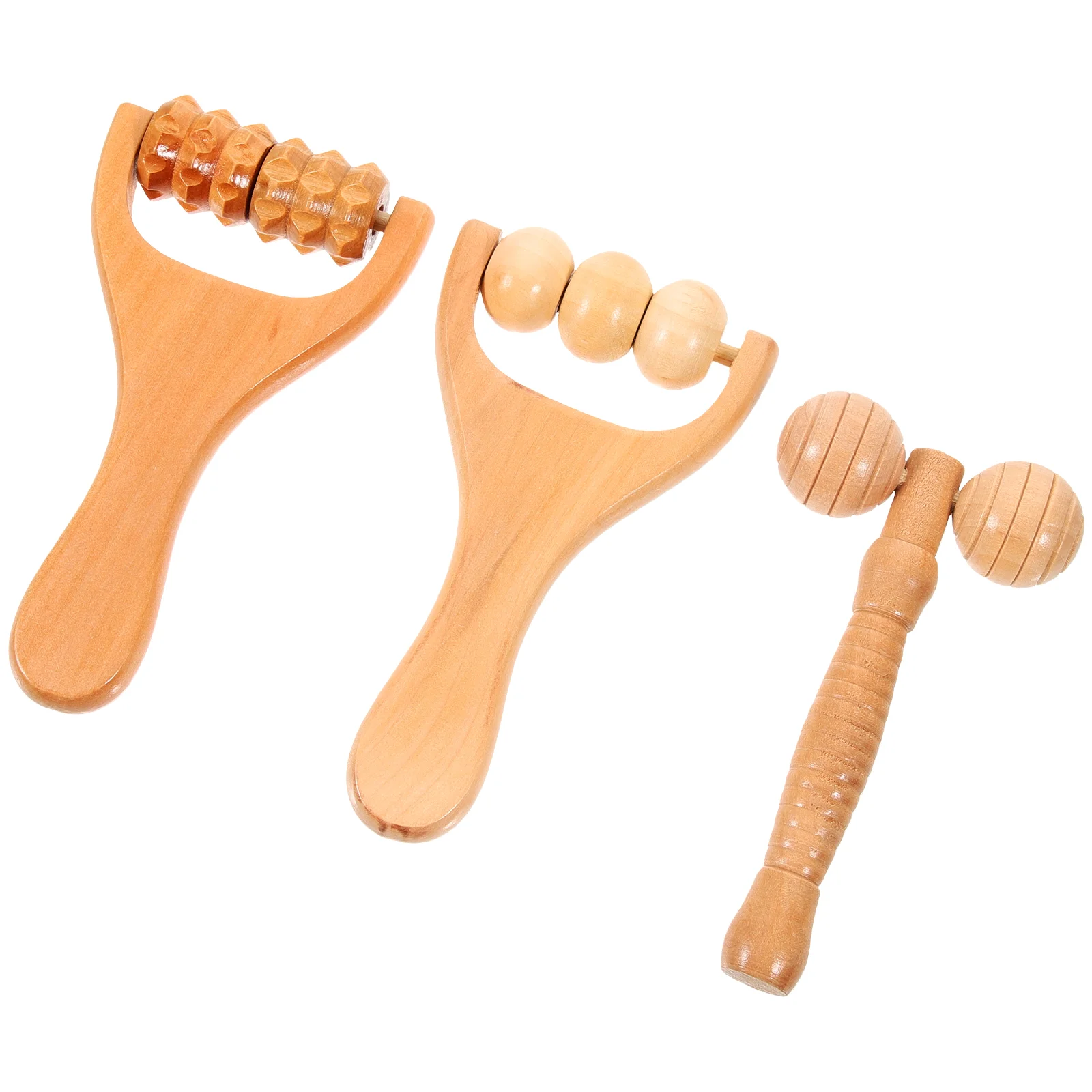 3 Pcs Leg Roller Neck and Waist Soothing Massage Tool 3pcs Massager Wooden Tools Foot