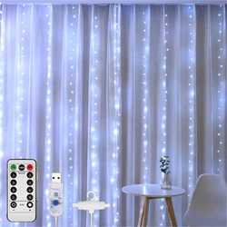 100/200led cortina luzes da corda luzes de fadas natal usb controle remoto guirlanda luzes para o quarto/casamento/decoração natal