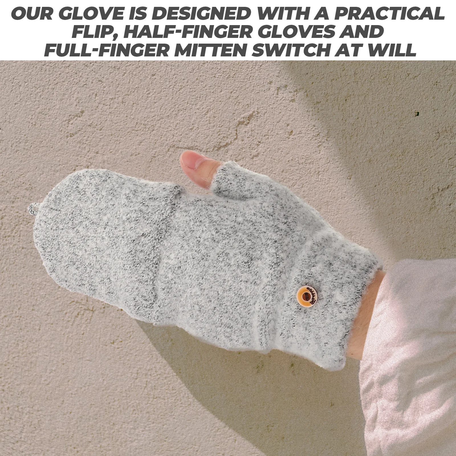 

1 Pair Usb Heated Gloves Double Sided Warm Flip Finger Switchable Winter Mittens For Outdoor Office School Use Women