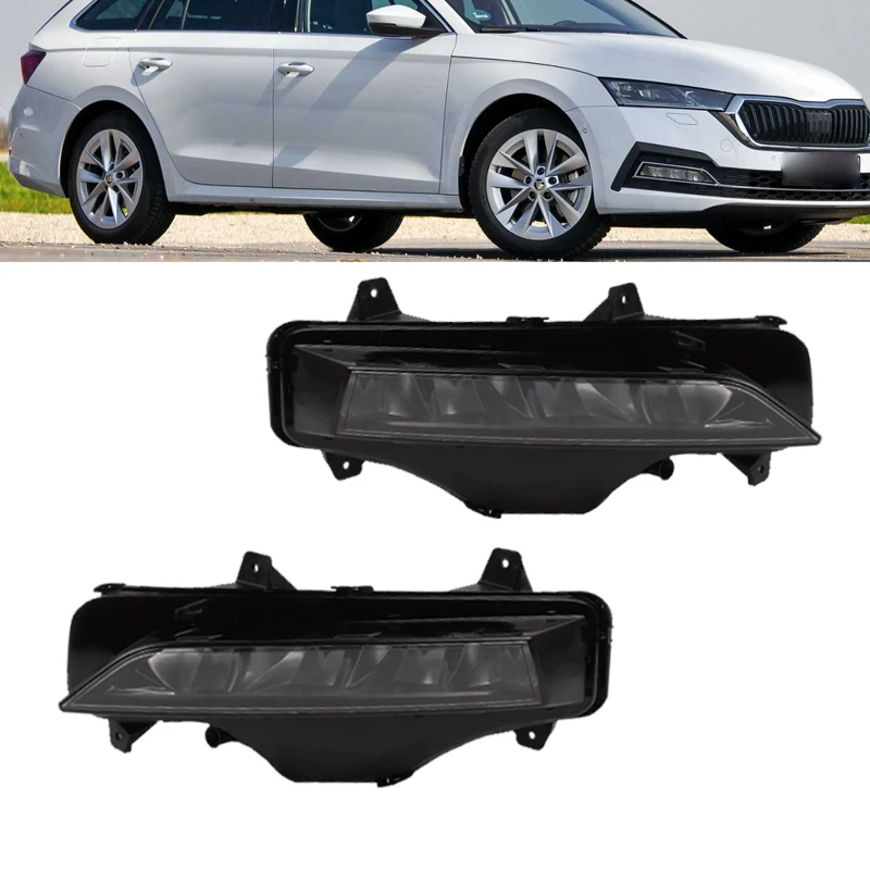 LED Fog Light Lamp Assembly For Skoda Octavia 2020 2021 2022 2023 Front Bumper Fog Light Daytime Running Lamp Car Accessories