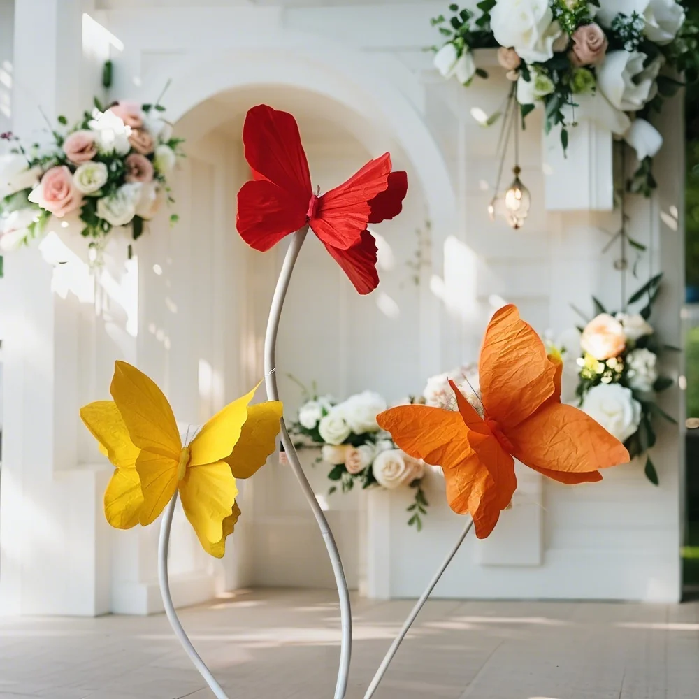 

Artificial Paper Flower Wedding Background Big Butterfly Road Leading Home Decoration Birthday Party Event Scenes