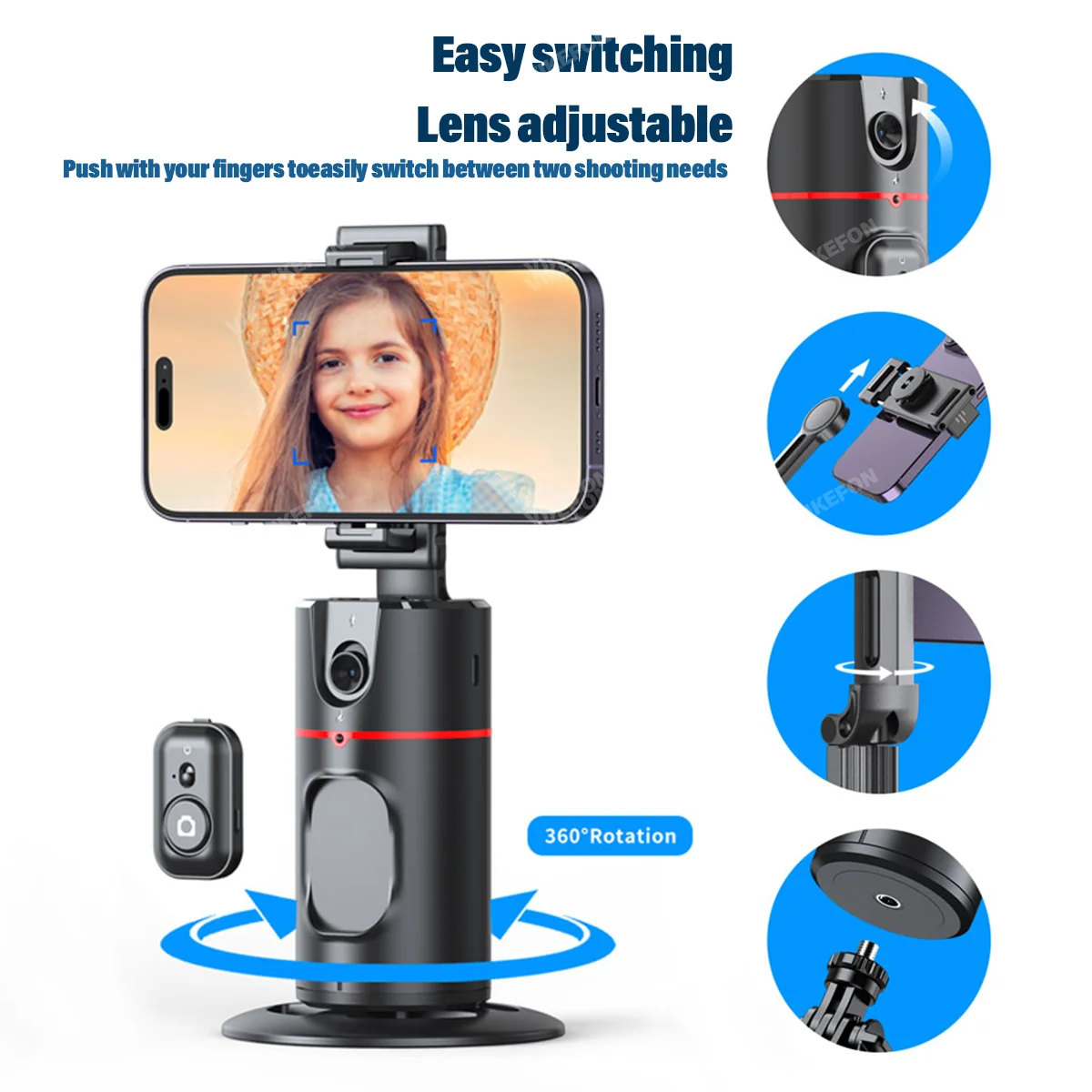 New P02 Auto Face Tracking Tripod Auto Tracking Phone Holder Horizontal and Vertical Screen Switching 360° Rotating Phone Holder