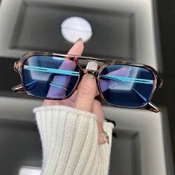 Square Vintage Sunglasses Women Brand Designer Leopard Sun Glasses Female Fashion Ocean Color Small Frame Oculos De Sol