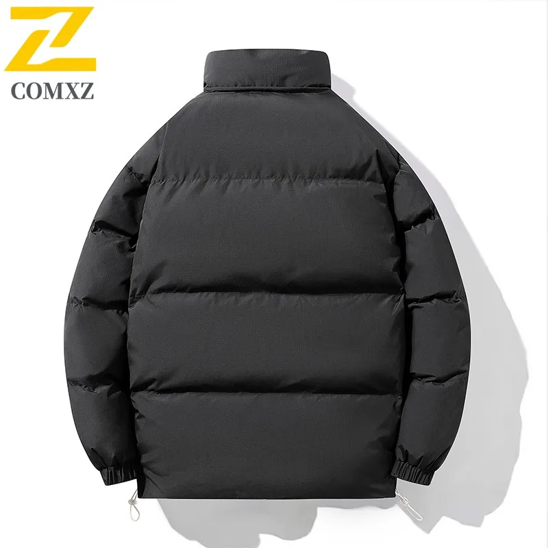 COMXZ 2025 Mens M8-XL Thickened Fleece Stand Collar Puffer Jacket Winter American Style Plus Size Casual Outdoor Sports Coat