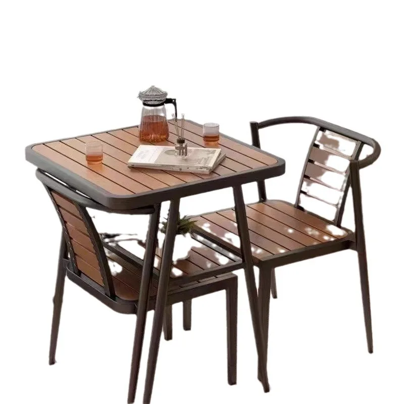 Receivable leisure tables and chairs courtyard balcony simple outdoor waterproof wrought iron Internet celebrity coffee table se