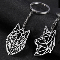 My Shape Wolf Keychain Animal Punk Wolf Pendant Key Ring for Kids Boys Stainless Steel Fashion Jewelry Key Ring Holder Gifts Men