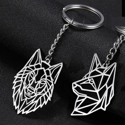 My Shape Wolf Keychain Animal Punk Wolf Pendant Key Ring for Kids Boys Stainless Steel Fashion Jewelry Key Ring Holder Gifts Men