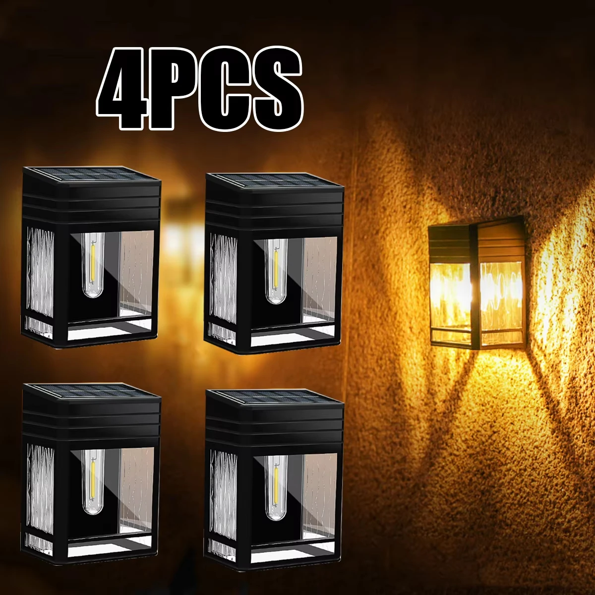 

4 Pack Solar Wall Light Outdoor Dusk to Dawn Porch Light Waterproof for Garden Patio Fence Outside Decorative Solar Powered Lamp